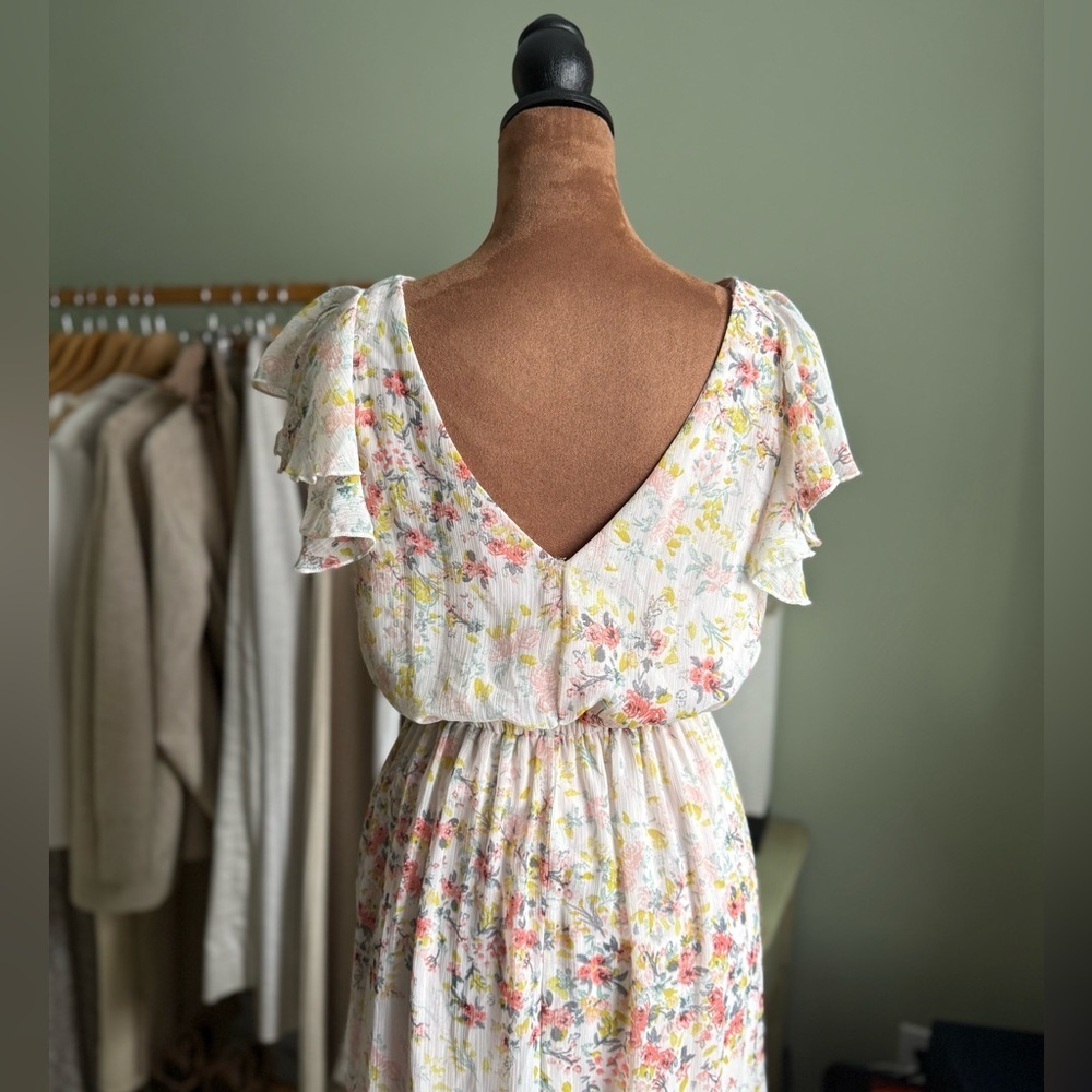 Charlotte Russe Pink High Low Sundress V-Neck Cap Sleeve - Picture 8 of 14